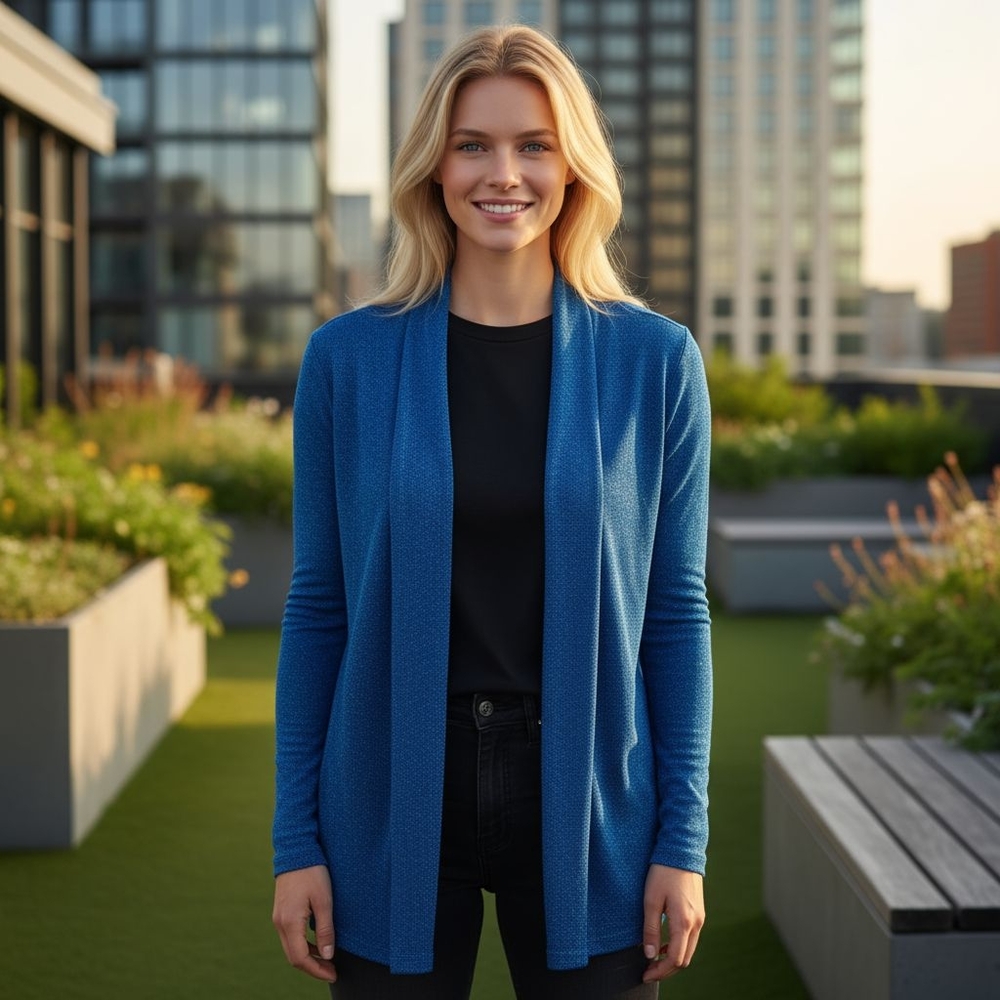 Ann Taylor Blue Open Front Cardigan